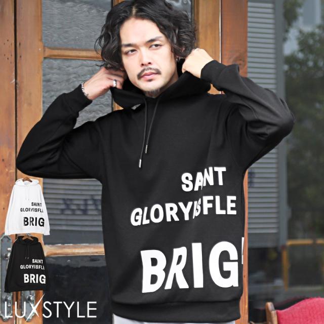 パーカーメンズプルパーカーロゴプリントビッグシルエットメンズパーカーフードフーディートップスビッグロゴ光沢レディースストリート韓国系ユニセックス秋冬ビター系ラフaa-2716 1