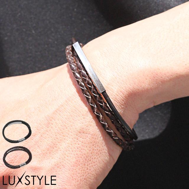 編み込みレザーブレスレット・合皮・合成皮革・PUレザー・ユニセックス・サーフ系・カジュアル・ギフト・プレゼント 1