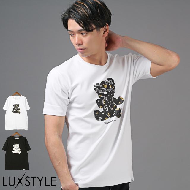 送料無料・Hollywood・rich.&(ハリウッドリッチ)スムースパンクベア半袖Tシャツ・半袖Tシャツ・おしゃれ・ブランド・クマ・ユニセックス 1