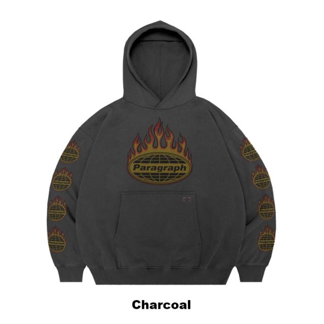 パラグラフ paragraph FIRE FRAME LOGO WASH HOODIE NO.08-054 ファイヤー フレーム ロゴ ウォッシュ フーディー パーカー メンズ レディース カットソー no-08-054