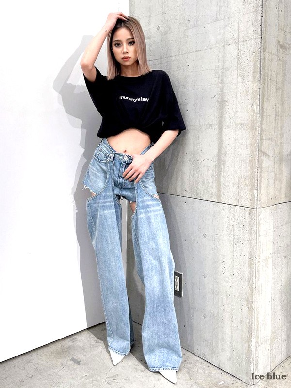 売れ筋がひ贈り物！ GYDA デニム 2WAY デザイン レイヤード ハイウエスト ジェイダ サロペット・オーバーオール・オールインワン