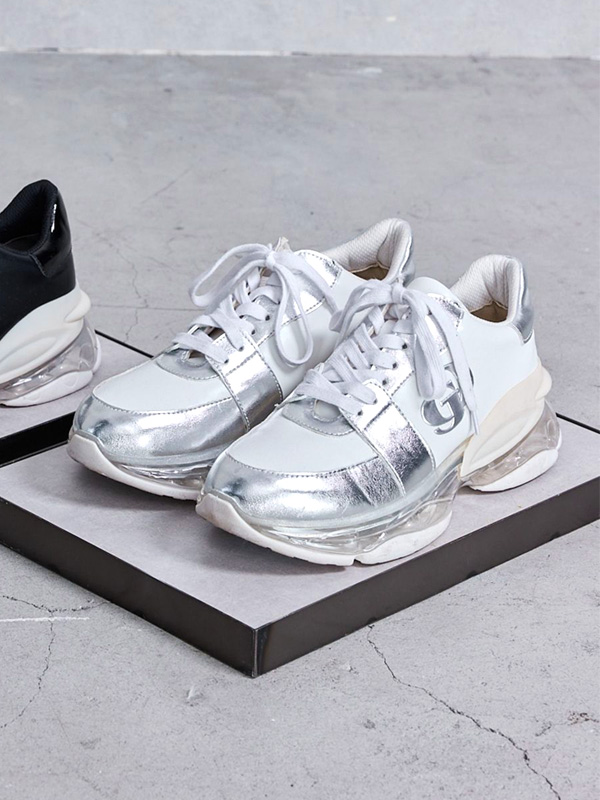 GYDA ジェイダ スニーカー レディース きれいめ 厚底 白 GD air motion ソール スニーカー 未来的 GD ホワイト シルバー ダッドスニーカー 6.5cm ソール 072531865801