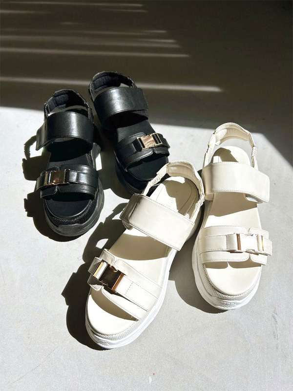 RESEXXY リゼクシー ダブル スリング スニーカー サンダル レディ—ス 厚底 厚底サンダル 厚底スニーカー 黒 ブラック アイボリー 美脚 脚長 ヒール 6.5cm 152431868201