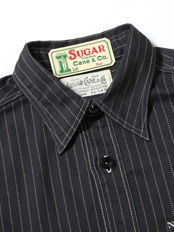 SUGAR CANE シュガーケーン シャツ ワーク ブラック ウォバッシュ ストライプ フィクションロマンス ドット ストライプ SC29585 8.5oz. BLACK WABASH STRIPE WORK SHIRT