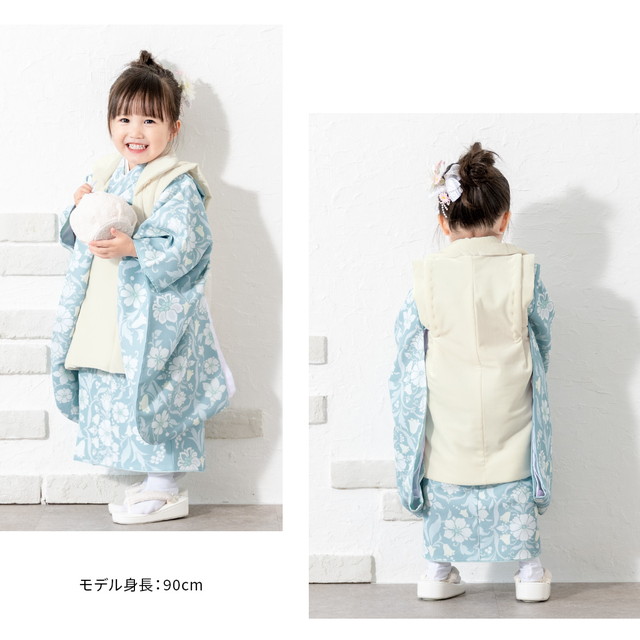 七五三 着物 3歳 販売 女の子 三歳 着物セット 被布セット 白 青