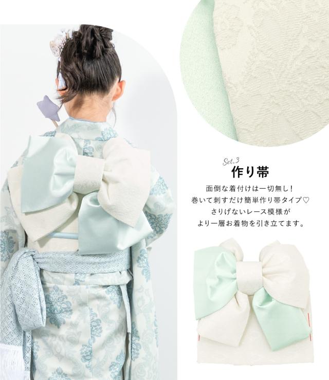 七五三 3歳 アンティーク 着物 作り帯 バッグ 草履 髪飾り セット SOUBIEN 七五三 着物 7歳 販売 七歳 着物セット 女の子 作り帯