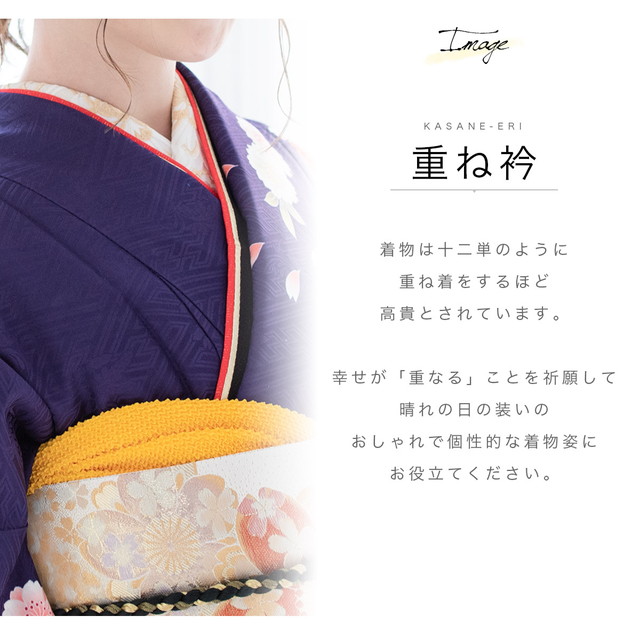 重ね衿 重ね襟 振袖 成人式 ピン付き 正絹 色無地 訪問着 付け