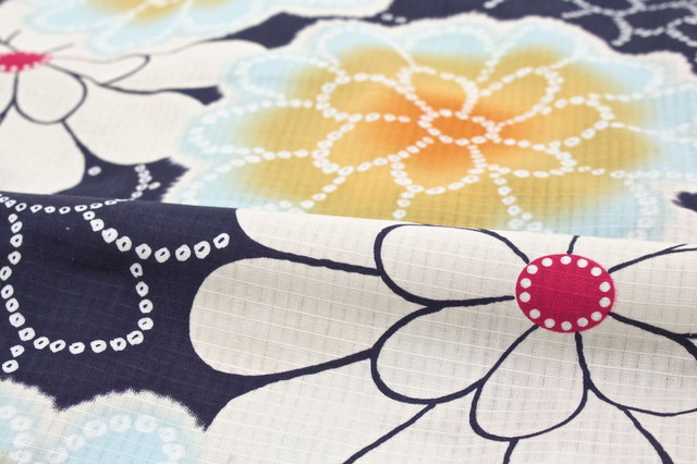 浴衣 レディース bonheur saisons ボヌールセゾン 紺 ネイビー 白