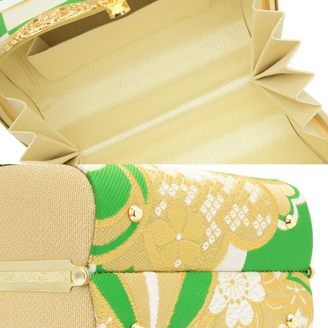 草履バッグセット 成人式 振袖用 白 ホワイト 緑 グリーン 金色 ゴールド 黒 ブラック 桜 市松 撥水加工 京都西陣織 正絹 二枚芯 日本製【Mサイズ】【Lサイズ】 草履バッグセット 成人式 振袖用 白 ホワイト 緑 グリーン 金色