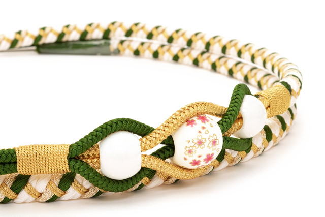 帯締め 振袖 成人式 振袖用 帯締め成人式 深緑 ダークグリーン 白