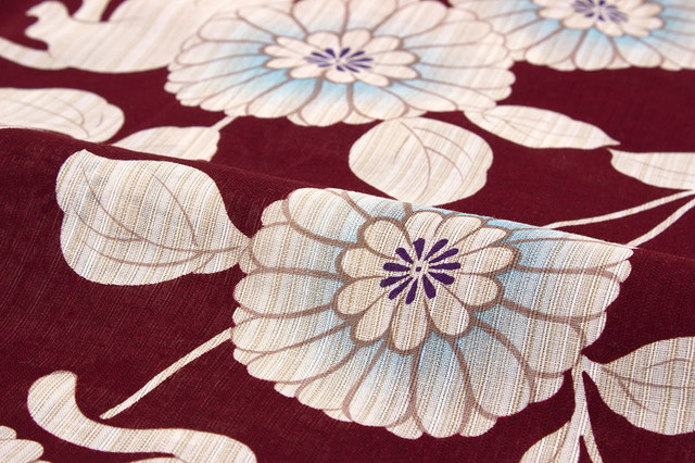 即納【レディース浴衣3点セット】浴衣セット/レディース/濃赤/生成色