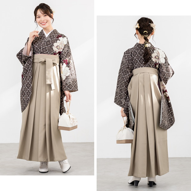 袴セット 卒業式 大学生 小学生 レディース ブラウン系 茶色 ダマスク