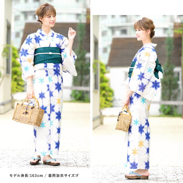 浴衣セット レディース レトロ 作り帯 浴衣セット 大人 3点セット 白系