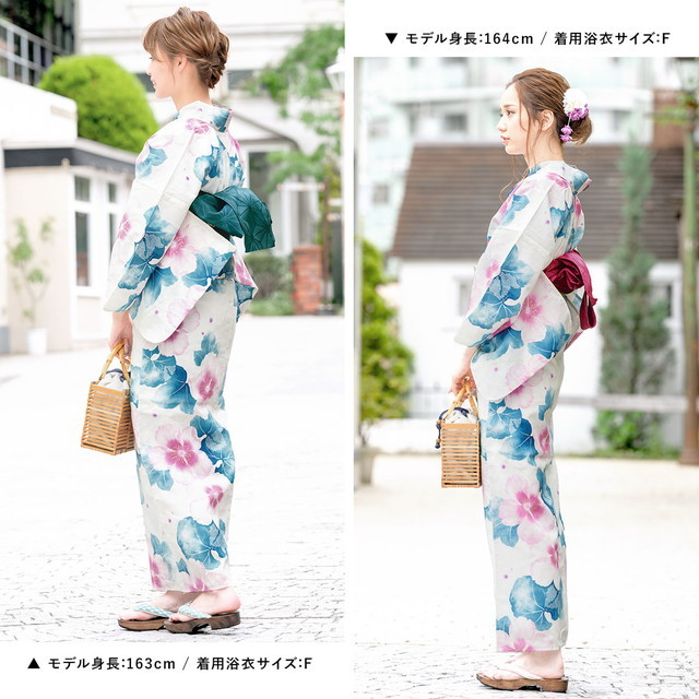 浴衣セット レディース レトロ 作り帯 浴衣セット 大人 3点セット 白系