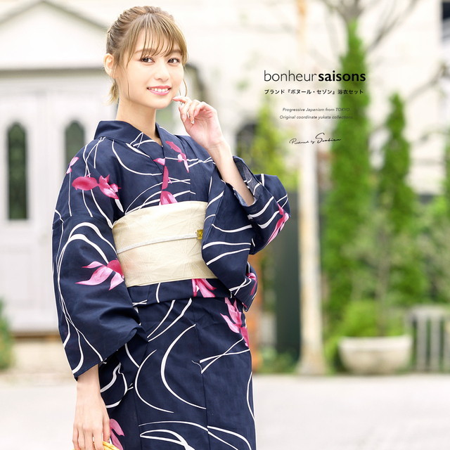浴衣セット レディース レトロ 作り帯 浴衣セット 大人 3点