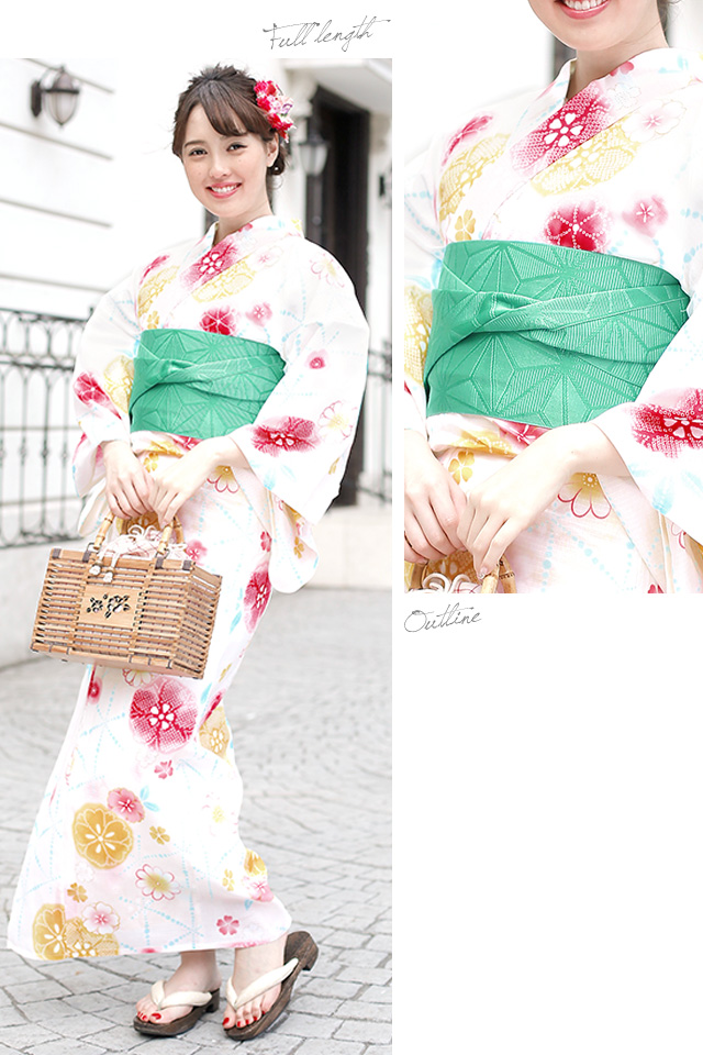 浴衣セット レディース レトロ 浴衣セット 大人 3点セット クリーム