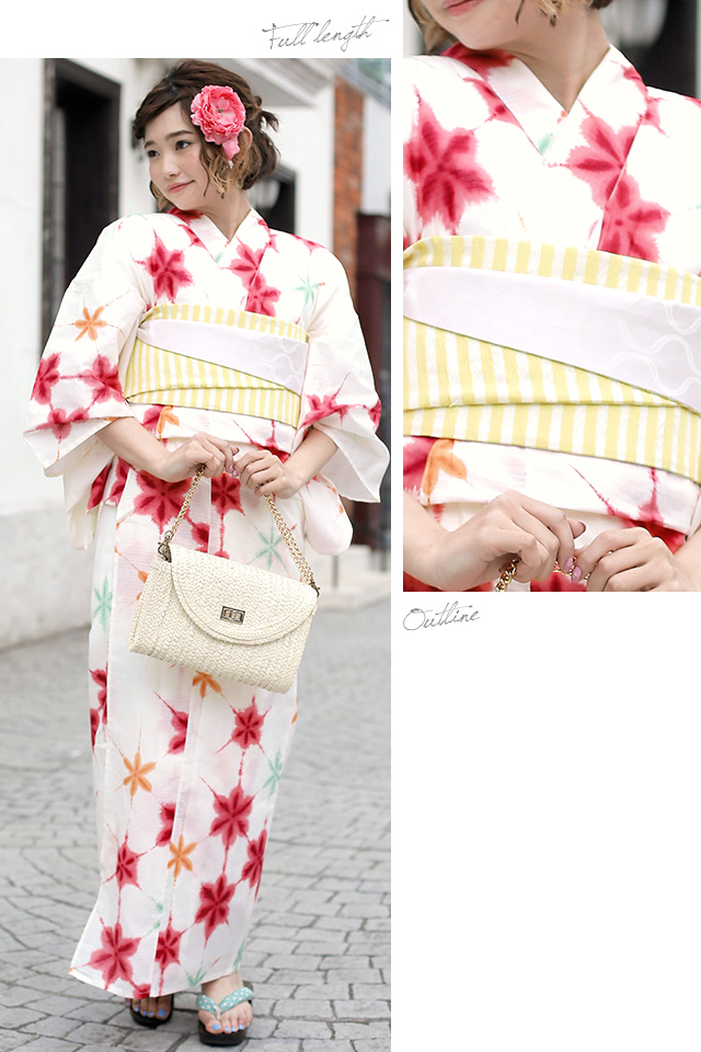 浴衣セット レディース レトロ 浴衣セット 大人 3点セット 白系