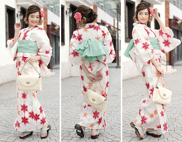 浴衣セット レディース レトロ 浴衣セット 大人 3点セット 白系 ホワイト 青 ピンク 絞り染風 花 ぼかし 綿 紅梅織 兵児帯 女性 ボヌールセゾン フリー 浴衣セット レディース レトロ 浴衣セット 大人 3点セット 白系