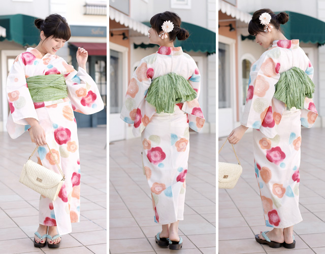 浴衣セット レディース レトロ 浴衣セット 大人 3点セット 白系