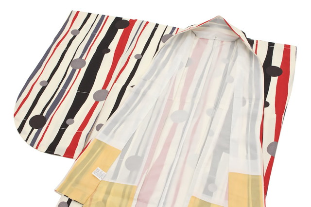 袴用二尺袖着物 ブランド bonheur saisons（ボヌールセゾン） 白 アイボリー 赤 黒 灰色 よろけ縞 水玉 ドット アートモダン 小振袖 卒業式 謝恩会 女性 レディース 仕立て上がり 袴用二尺袖着物 ブランド bonheur saisons（ボヌールセゾン） 白