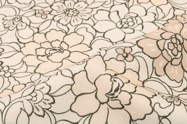 二尺袖 着物 単品 袴用 卒業式 小紋柄 ショート丈 ライトベージュ 花