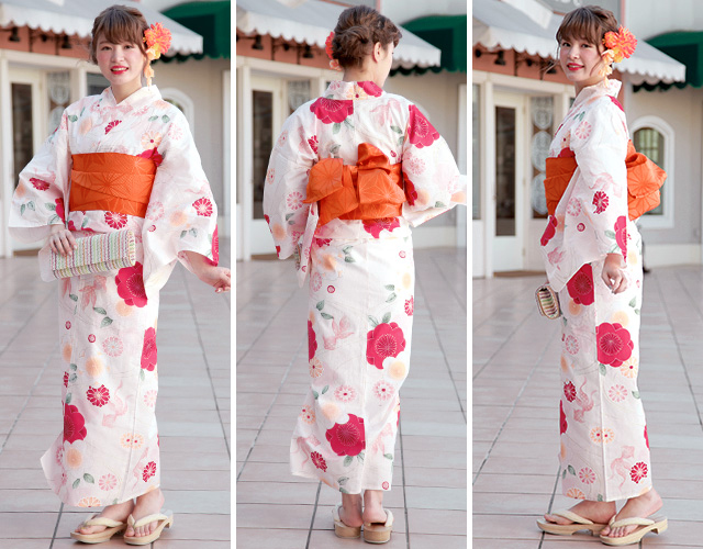 浴衣セット レディース レトロ 浴衣セット 大人 3点セット クリーム
