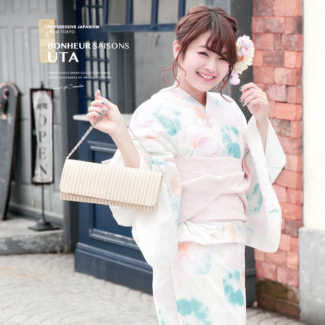 浴衣セット レディース レトロ 浴衣セット 大人 3点セット 白系