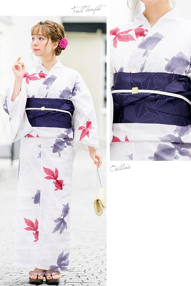 浴衣セット レディース レトロ 浴衣セット 大人 3点セット 白系