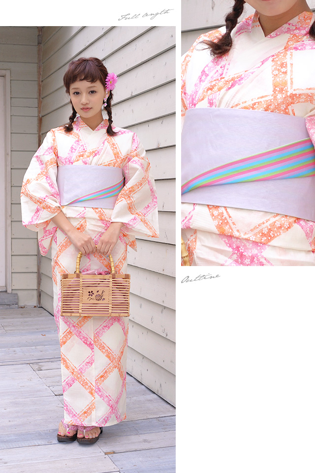 浴衣セット レディース レトロ 浴衣セット 大人 3点セット クリーム