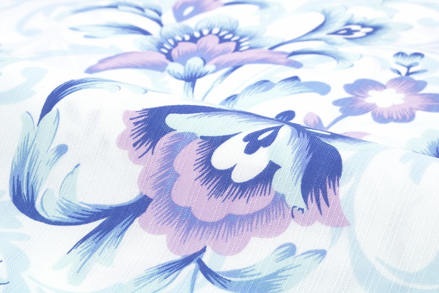 浴衣 レディース ホワイト 白 青 紫 ブルー パープル 花唐草 花