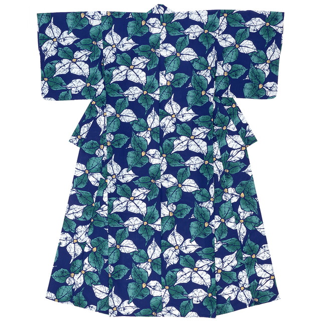 浴衣 レディース ブルー 青系 緑 山法師 やまぼうし 花 モダン 変わり織り 夏祭り 花火大会 女性用 仕立て上がり 【Sサイズ】【フリーサイズ】【送料無料】 浴衣 レディース ブルー 青系 緑 山法師 やまぼうし 花 モダン 変わり