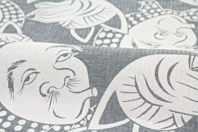 メンズ浴衣 そしてゆめ 灰色 ライトグレー ひょっとこ 綿麻 M・Lサイズ