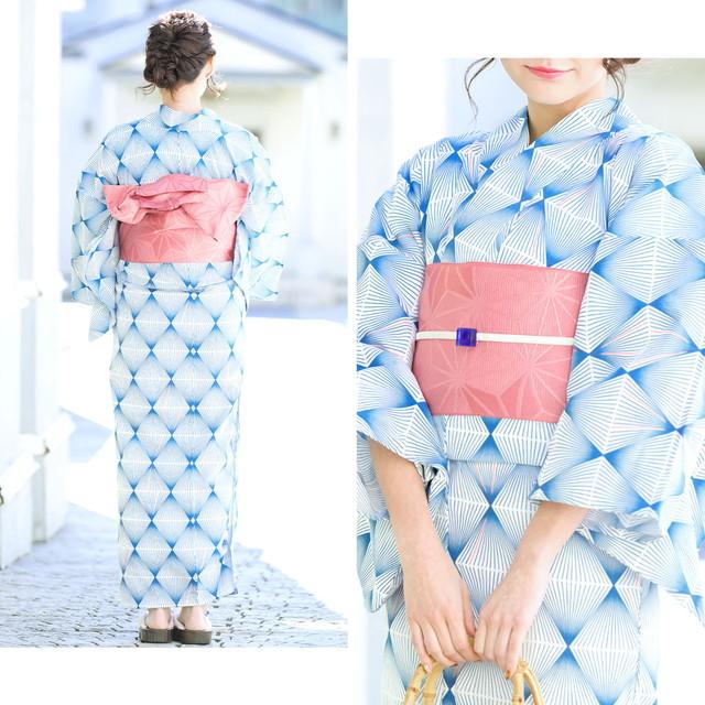幾何学模様 浴衣・帯セット 即日発送！】【メンズ浴衣】カーキグリーン幾何学的模様浴衣