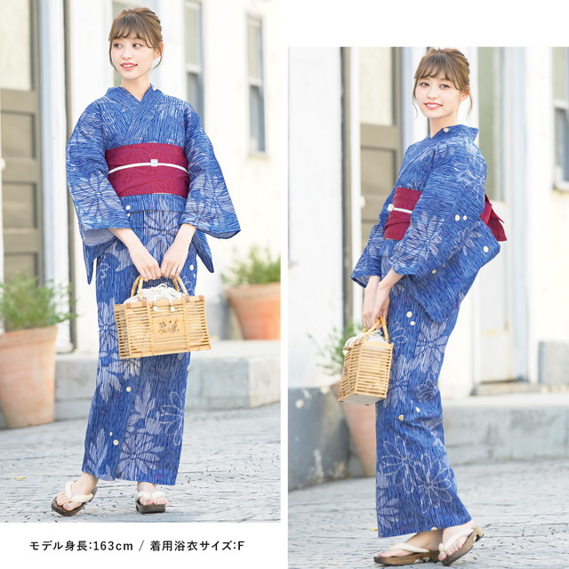 カプレシュレマージュ 浴衣 青紫色花柄 浴衣・帯 2点セット カプレシュレマージュ 浴衣 青紫色花柄 浴衣・帯セット レディース