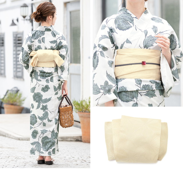 新品高級浴衣　変わり織　牡丹　唐草 楽天市場】【utatane 高級変わり織 浴衣3点セット 鉄紺に牡丹