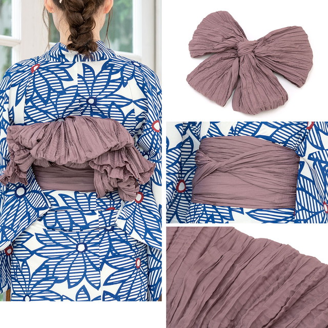 浴衣セット レディース 浴衣セット 大人 3点セット 青 白 ピンクグレー ガーベラ 花 ボーダー 変わり織り 女性 夏 S・フリー 浴衣セット レディース 浴衣セット 大人 3点セット 青 白 ピンクグレー