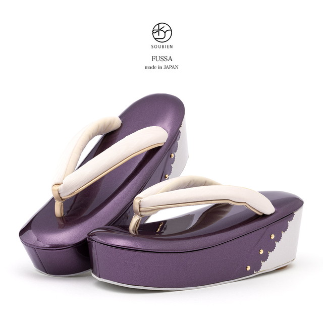 成人式 草履 レディース 厚底 fussa 紫 シルバー カッティングバイカラー モダン 卒業式 振袖用 日本製 成人式 草履 レディース 厚底 fussa 紫 シルバー カッティングバイ