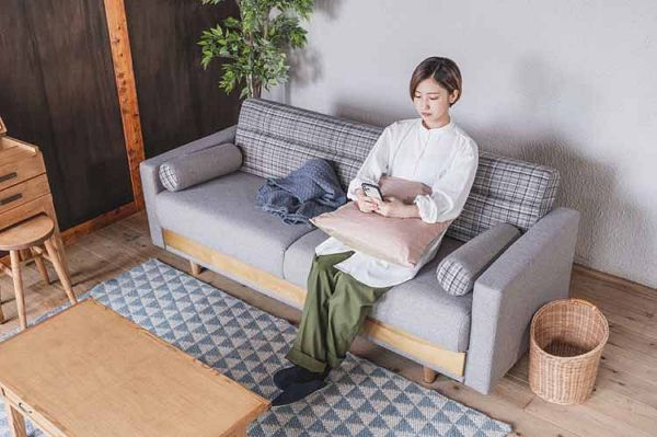 ソファベッド3人掛け簡単操作クッション付関家具noraノラHersheyハーシーソファベッド