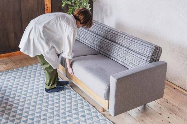 ソファベッド3人掛け簡単操作クッション付関家具noraノラHersheyハーシーソファベッド