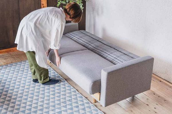 ソファベッド3人掛け簡単操作クッション付関家具noraノラHersheyハーシーソファベッド