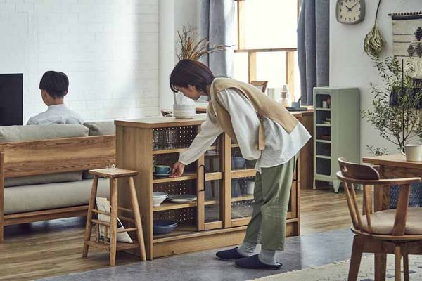 キャビネット食器棚間仕切り収納引き戸ガラス可動棚壁面収納関家具noraノラHermeエルメキャビネット90幅