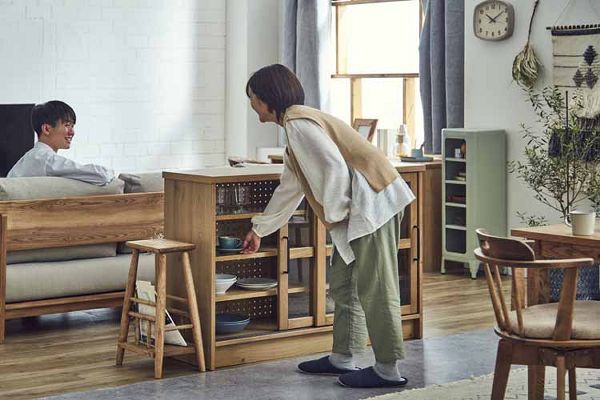 キャビネット食器棚間仕切りキッチン収納カウンター引き戸ガラス関家具noraノラHermeエルメキャビネット120幅