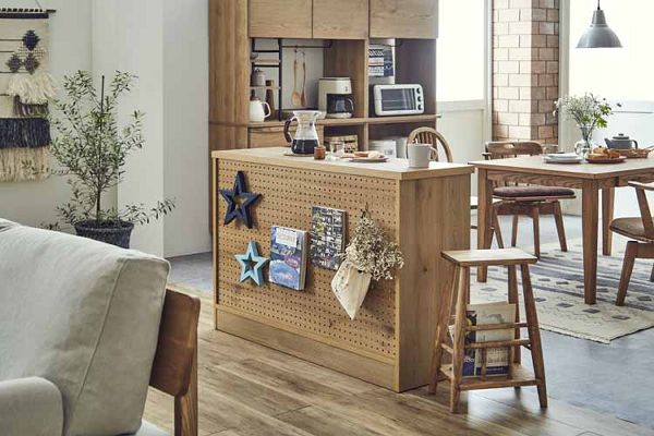 キャビネット食器棚間仕切りキッチン収納カウンター引き戸ガラス関家具noraノラHermeエルメキャビネット120幅