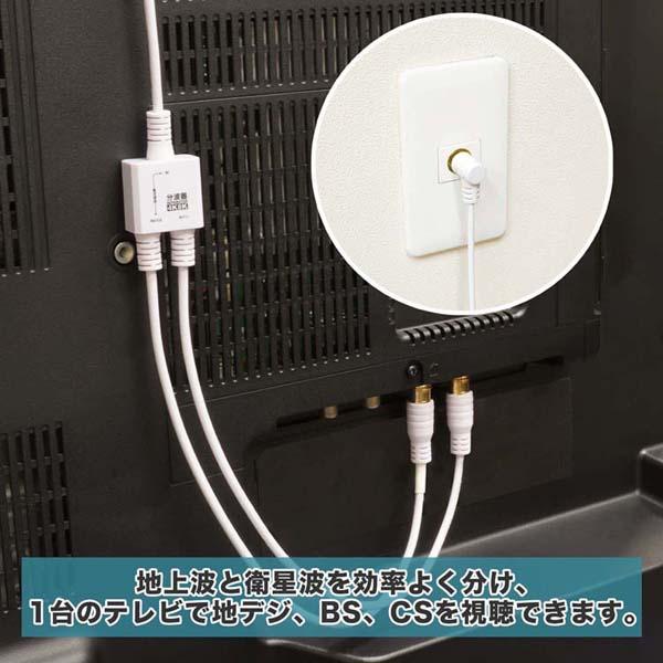 4K8K対応地デジBSCSテレビ金メッキテレビ接続分波器ケーブル一体型分波器アンテナ分波器極細ケーブル一体型3m/30cm差込式コネクタホーリック