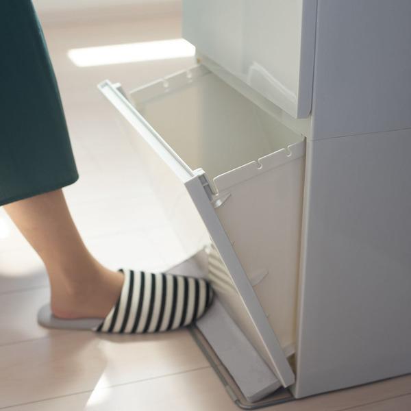 ゴミ箱屋内ペールキッチンダストボックス2段薄型スタイリッシュワイドゴミの分別省スペース分別ペダル2段ワイド40Lホワイト