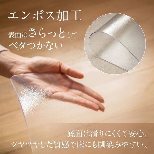 ＰＶＣキッチンマット汚れてもさっと拭ける床暖房ＯＫ丸めて簡単収納カット自由サイズが豊富表面エンボス加工で滑りにくいお手入れ簡単厚さ1.5ｍｍ熱に強いPVCキッチンマット45×180cm透明 