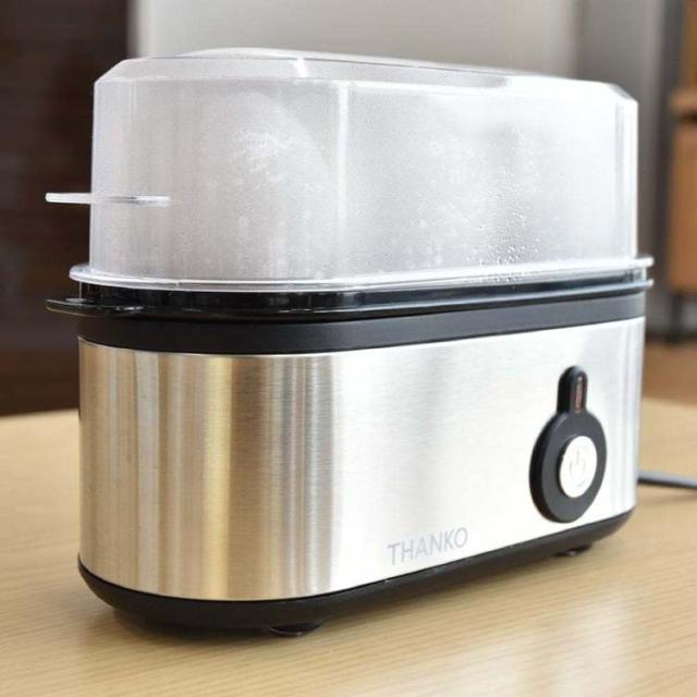 THANKOサンコーSUFAEGSSL蒸し器エッグスチーマーゆで卵スチームクッカーゆで卵メーカー高速調理簡単エッグスチーマーシルバーサンコー