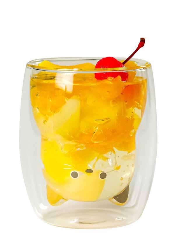 耐熱グラスかわいいネコモチーフ冷温両用プレゼントギフトレンジ・食洗器OKCBJジュース牛乳ゼリーかき氷ガラスコップネコ柄二重構造耐熱ネコグラス
