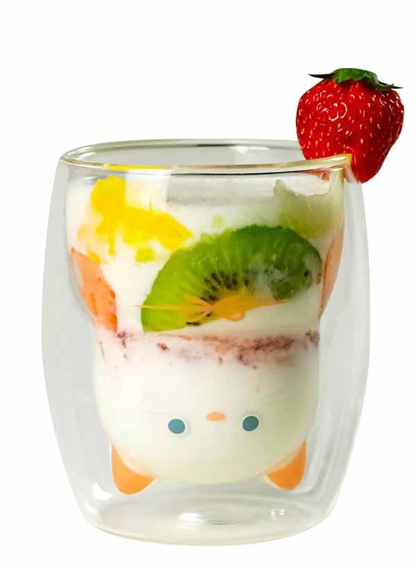 耐熱グラスかわいいネコモチーフ冷温両用プレゼントギフトレンジ・食洗器OKCBJジュース牛乳ゼリーかき氷ガラスコップネコ柄二重構造耐熱ネコグラス
