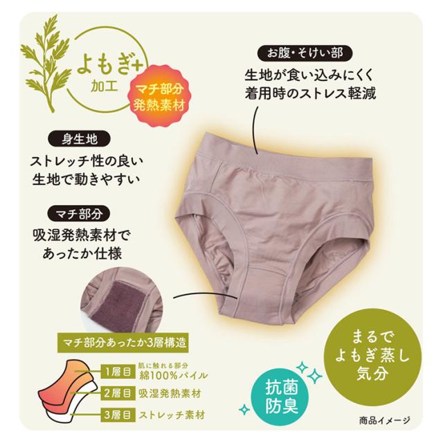 ショーツレディースあったかショーツよもぎ蒸し吸湿発熱抗菌防臭満足美温活よもぎ蒸し心地ショーツ無地スタンダードタイプ吸湿発熱Fukuske 